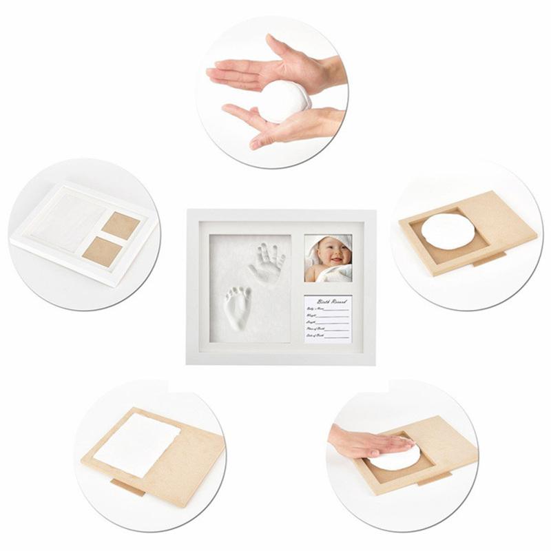 Baby Souvenirs Photo Frame Kit Newborn Handprint Footprint Mold Maker Wooden Photo Frame
