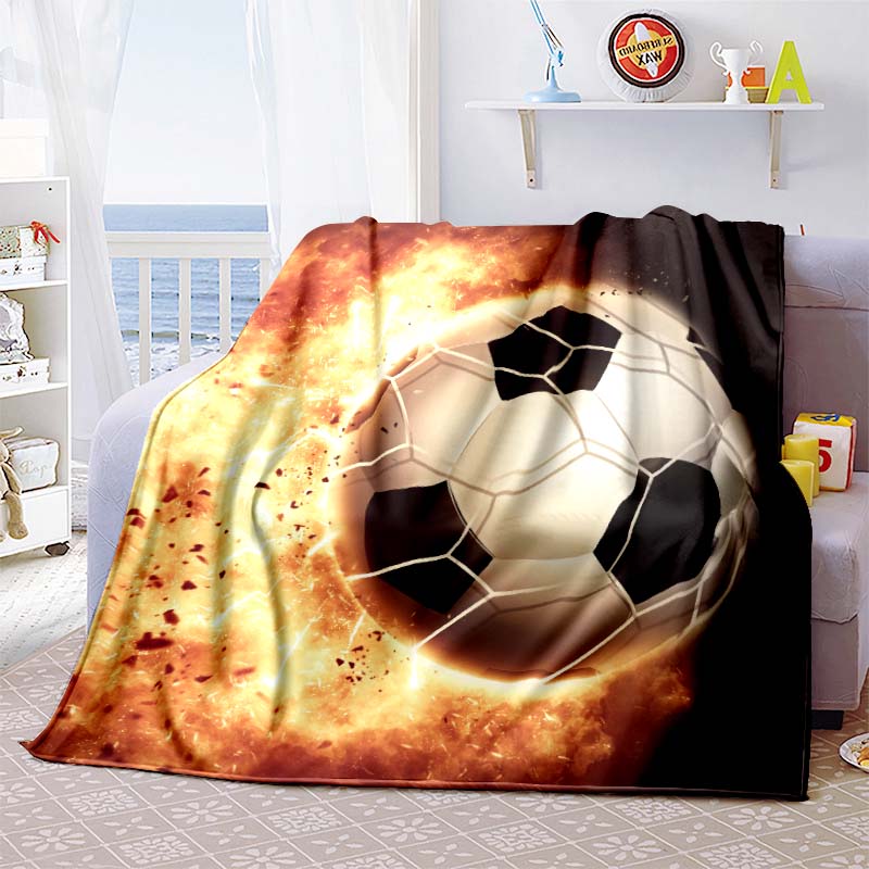 3DPersonalized Football (Soccer) Blanket Custom Name Flannel Throw Soft Warm for Bed, Sofa, Travel Gift for Fans All-Season Use