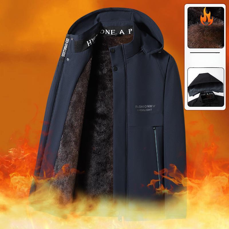 Winter Men's Cotton-padded Clothes Simple Fashion Casual Cotton-padded Clothes Plus Velvet Thickening To Keep Warm Men