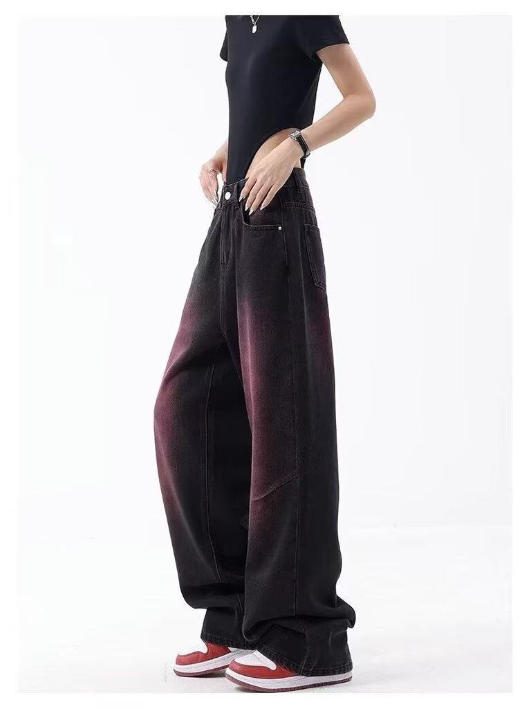 Мужские джинсы в стиле ретро-граффити: Модные, красивые, широкие, свободные, прямые брюки для мытья полов