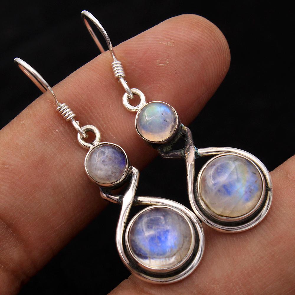 Серьги женские из стерлингового серебра 925 пробы с натуральным лабрадоритом