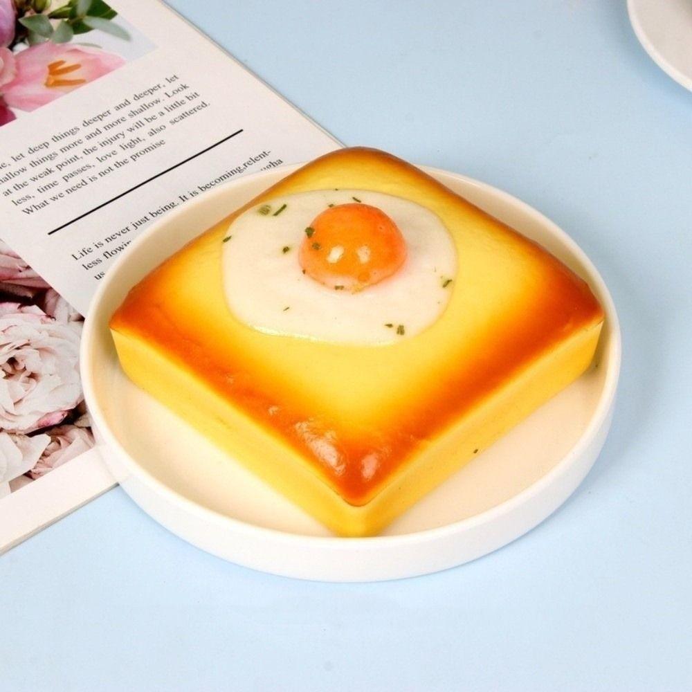 3D Realistic Fried Egg Toast Toy Slow Rising Realistic Food Toy Decompression Toy Stress Relief