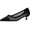 Comemore 2025 Spring Summer Thin Heels Pumps Women Pointed Toe High Heel Work Shoes Dot Mesh Vintage Elegant Shallow Stiletto 43