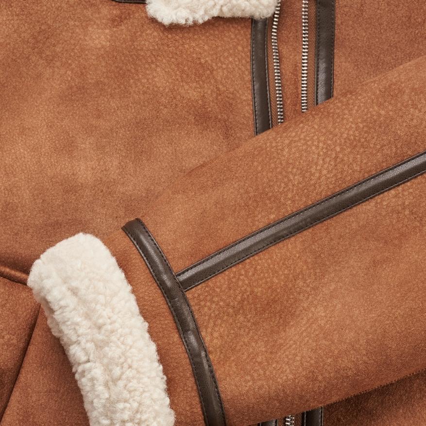 Levis FW24 Серия Performance Warm Fleece Куртка с регулируемым воротником на пряжке и молнии, с длинным рукавом, женская куртка, карамель 002Q0-0000