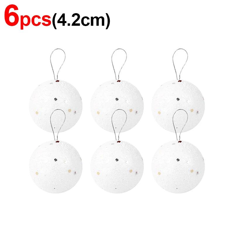 24/6 шт. белых пенопластовых рождественских шаров, подвесная подвеска для елки 4/6/8 см, снежные украшения для новогодней свадебной вечеринки, украшения для дома