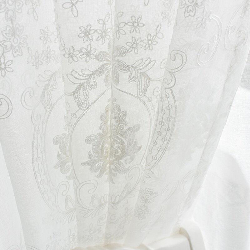 Современный экран для окна, занавеска для балкона, белая занавеска для перегородки, гостиная, спальня, эркер, полузатемняющая вышитая экран для окна