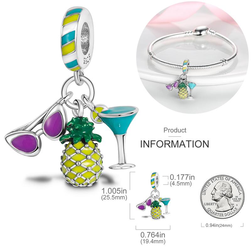 Fashion Trend 925 Silver Travel Airplane Dangle Charms Fit Original  Charm Bracelet DIY Sunflower Butterfly Bead