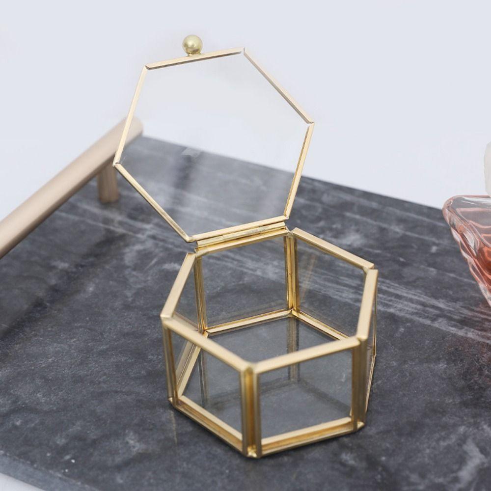 С крышкой, геометрическая шкатулка для ювелирных изделий, легкая, роскошная шестиугольная шкатулка для сережек ко Дню святого Валентина