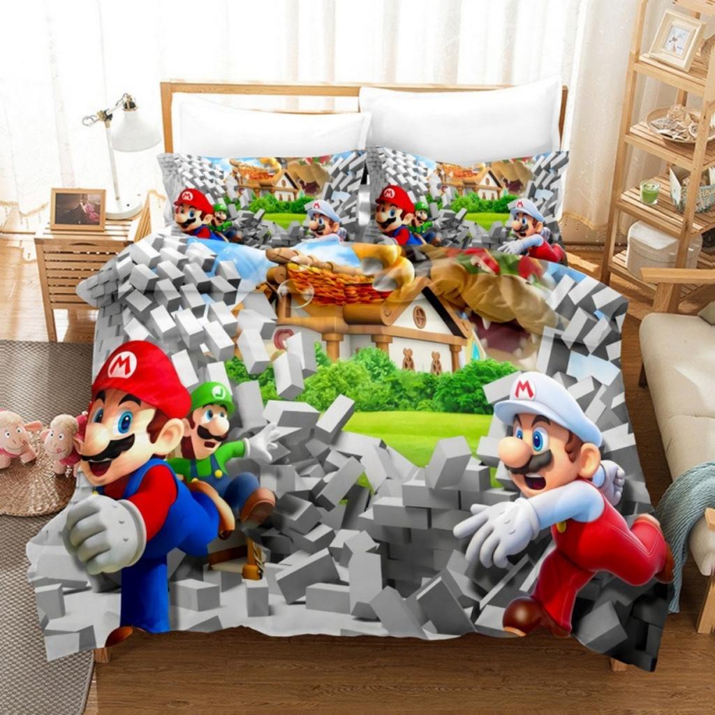 Super Mario Duvet Cover Set Comfortable and Warm Bedding Set for Decorating Your Bedroom and Enhancing Home Life for Teens Gifts