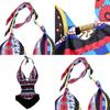 Summer Sexy Hollow Out Spliced Printed Bandage Swimwear For Women In Premium Quality