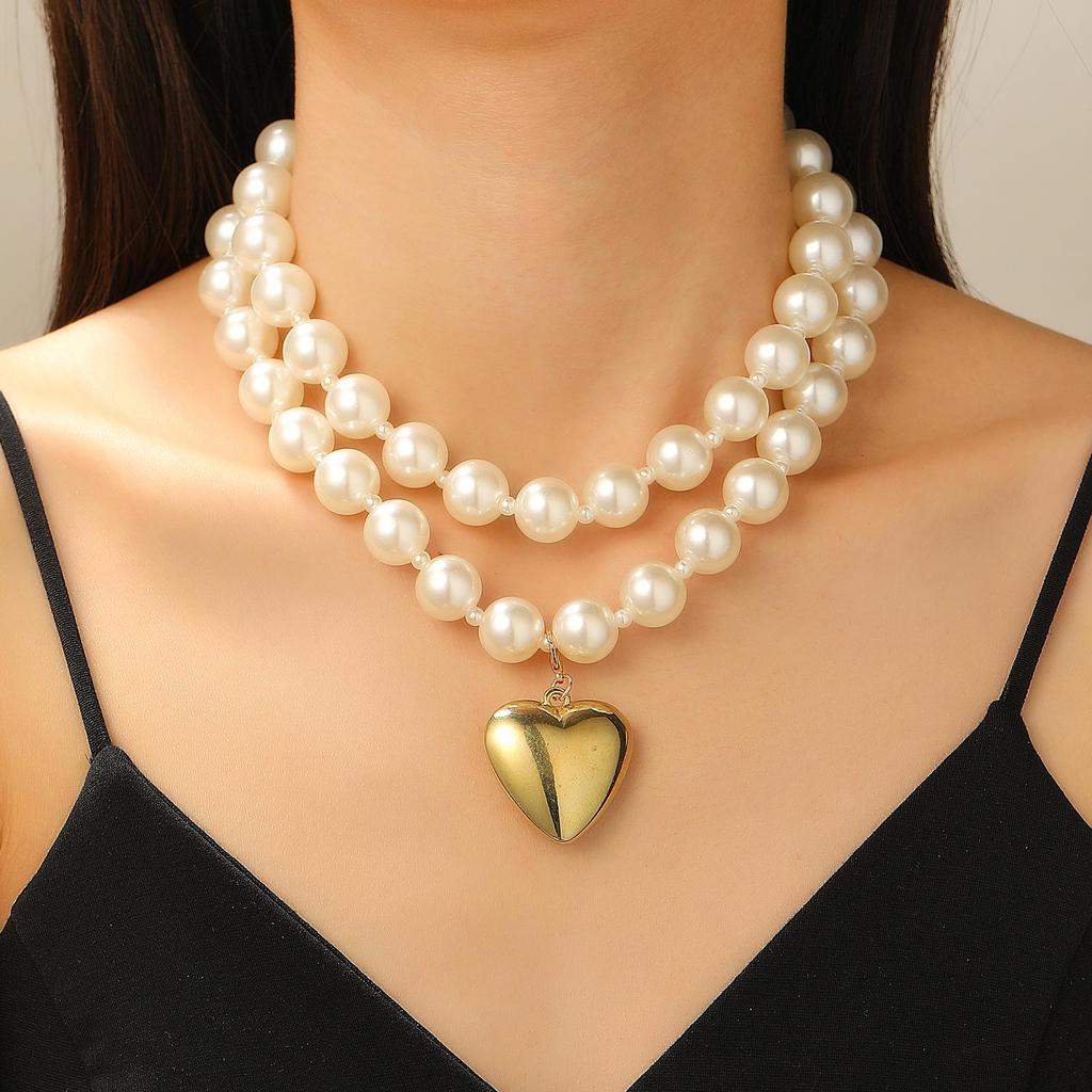 Retro Exaggerate Cyber Multi Layered Bead Punk Chain Geometric Bead Necklaces For Women