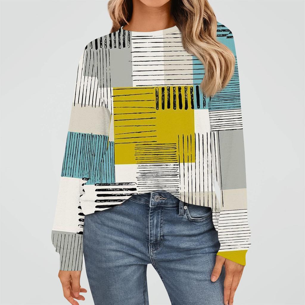 Women's Fashion Long Sleeve Shirts Loose Fitted Crewneck Basic Tops Casual Outfits