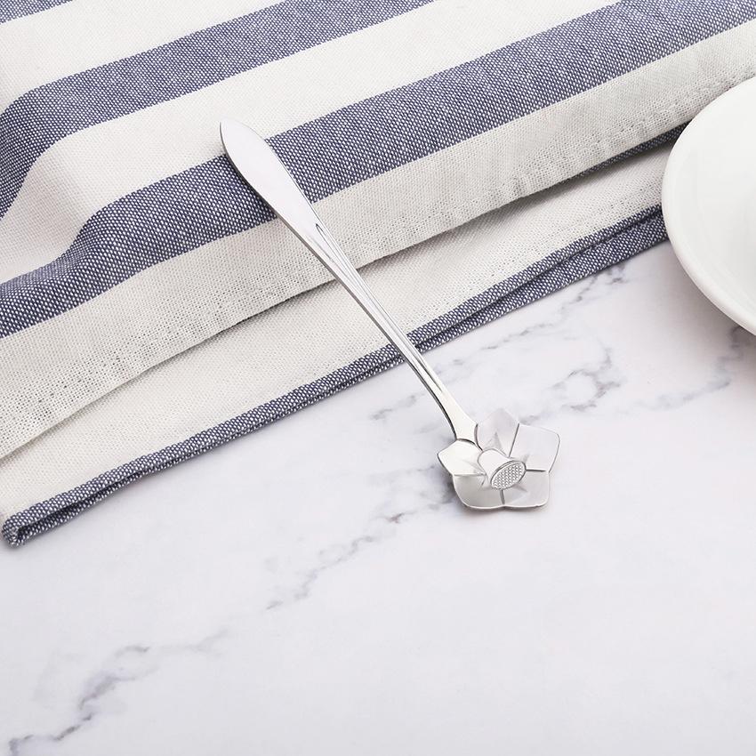 HANYANG Креативная посуда из нержавеющей стали Ложка для цветов с короткой ручкой Бытовая птичье гнездо Десертная ложка Ложка для перемешивания Ложка для цветов вишни