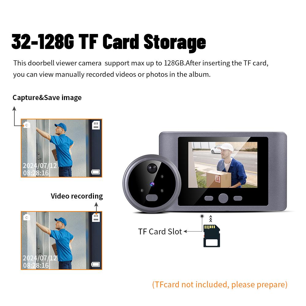 2.8" Digital Magic Eye Electronic Viewfinder Night Vision Safety Door Viewer Photo Recording Door Peephole Camera