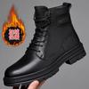 Leather Martin Boots Men's Autumn and Winter Men's Tooling Dark Wind Boots First Layer Cowhide Men's Boots Versatile High-top Trendy Shoes