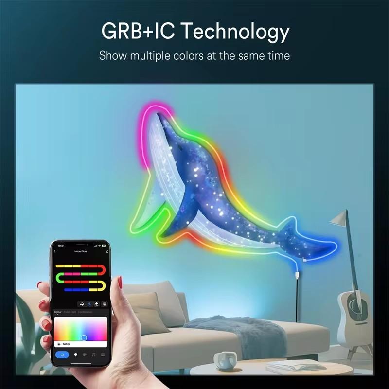 USB RGBIC 5V неоновая светодиодная лента Bluetooth гирлянды водонепроницаемая неоновая светодиодная лента для комнаты настенный шкаф декор освещение