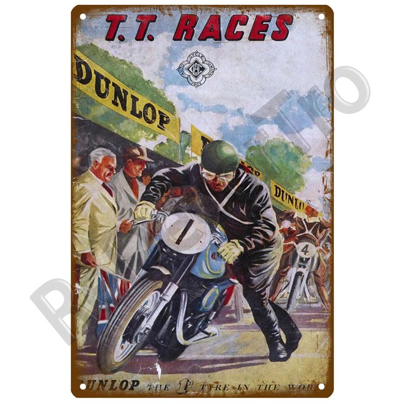 TT Races Vintage Wall Poster Vintage Retro Wall House Restaurant Decoration Plaque Metal Wall Decor Art Metal Sign Tin Sign ISLE