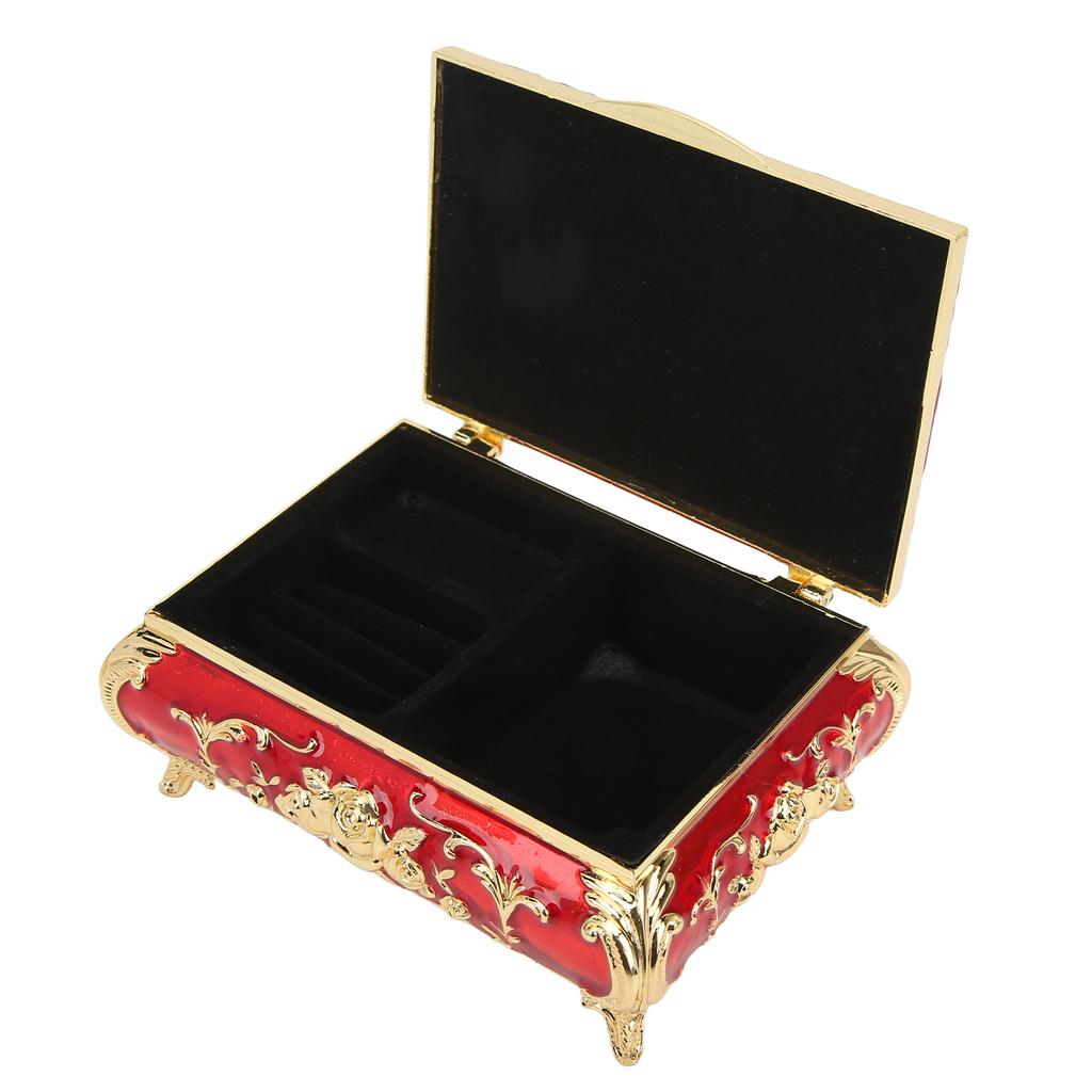 Vintage Jewelry Box Glossy Exquisite Rust Resistant Rose Relief Design Jewelry Storage Box