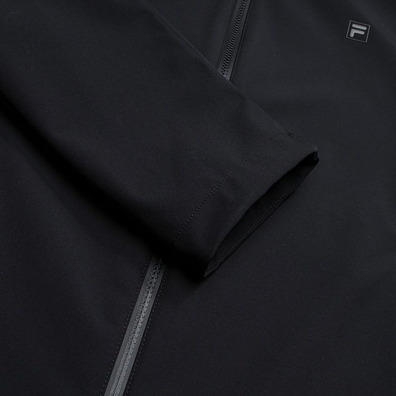 Men's FILA Jackets Men's Jet Black Stand Collar Thickened Straight Fit