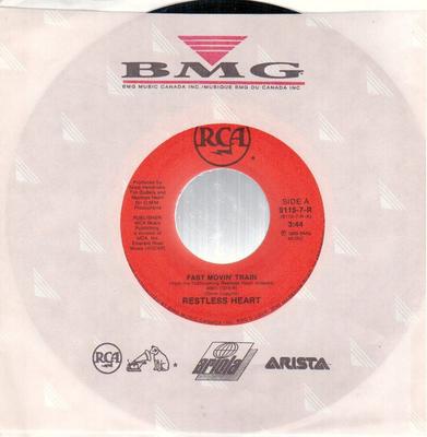 7-дюймовая пластинка RESTLESS HEART - Fast Movin' Train / The Truth Hurts 91157R RCA 1989 Канада Фолк Б/У