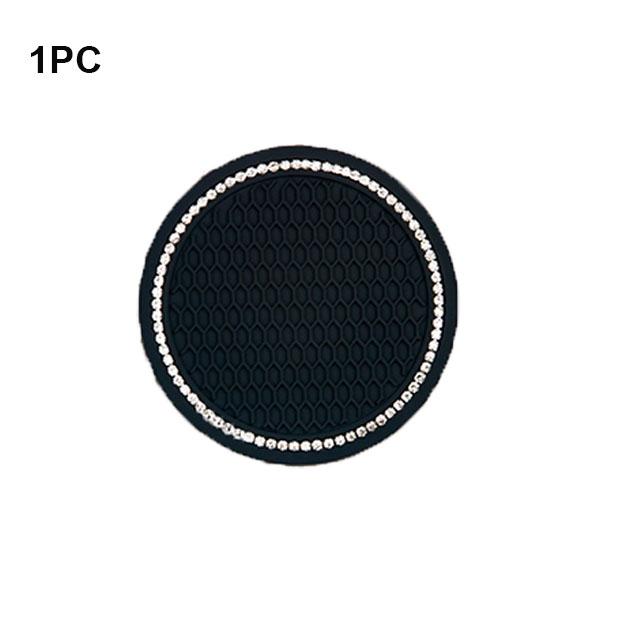 Car Non-slip Water Cup Pad Diamond Rhinestone Bling Decoration Auto Interior Cup Bottle Anti-skid Rubber Mat Car Accessories