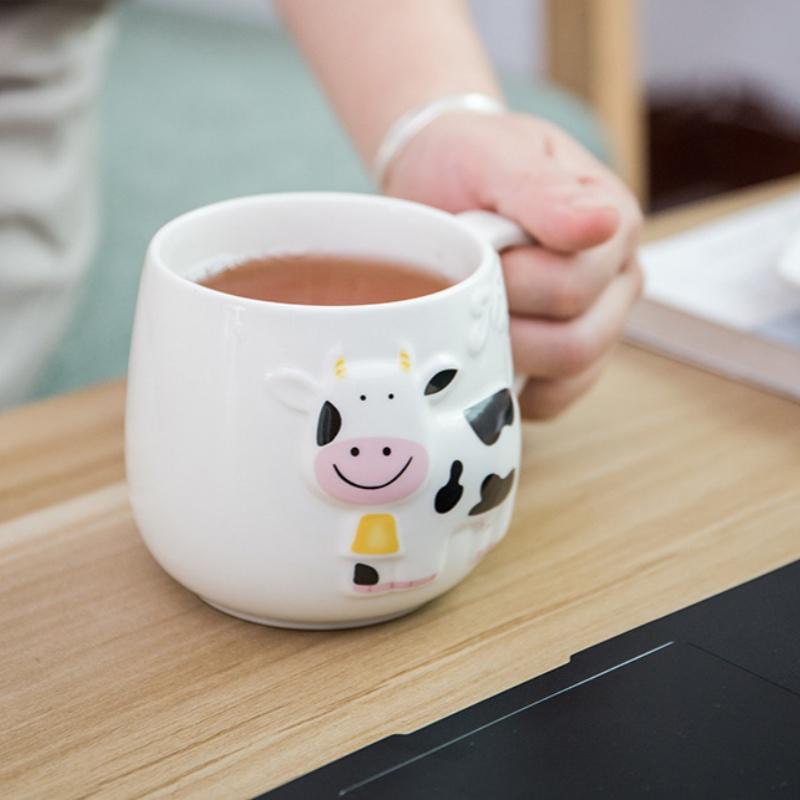 Ceramic Cartoon Animal Milk Mug Cute Cow Coffee Cup Creative Home Milk Tea Cup Office Tea Cup Children's Holiday Gift Mugs