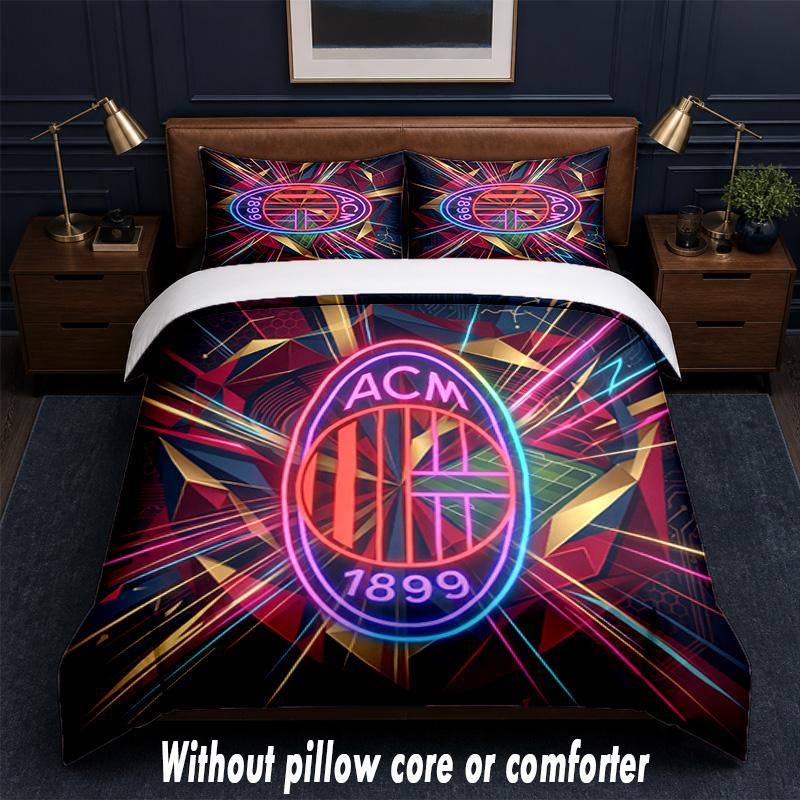 AC Milan Design Bed Bedding Set 1 Duvet Cover + 2 Pillowcases Soft Breathable Household Bed Linens