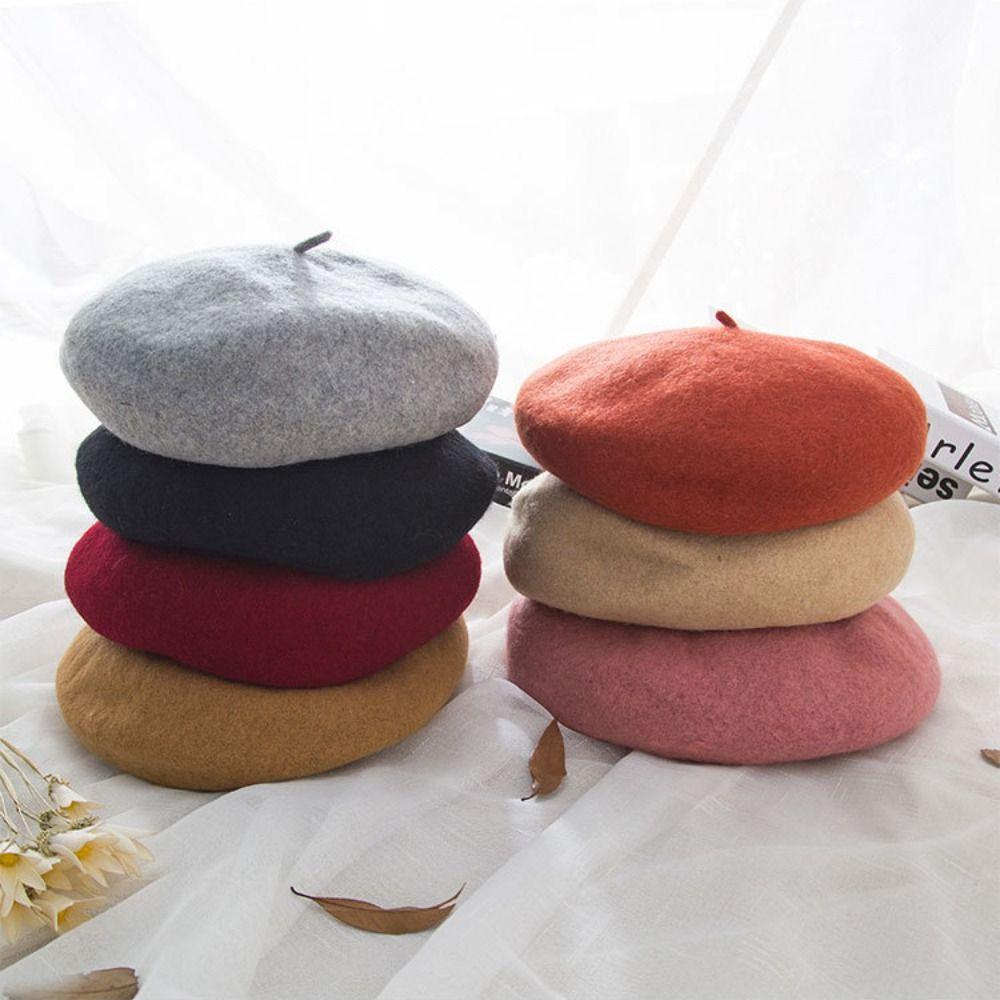 Warm Women Wool Beret Elastic Artistic Hat Elegant Painter Cap Autumn