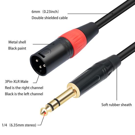 6,35 мм TRS штекер XLR штекер аудио стерео микрофонный кабель двухканальный антиинтерференционный портативный балансный динамик микрофонный кабель-адаптер