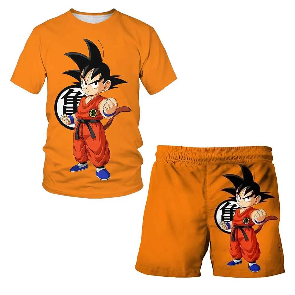 Модный комплект футболок Dragon Ball Z для детей, одежда для мальчиков и девочек, мужская и женская футболка, костюм для грузовика, одежда 3d Goku с коротким рукавом