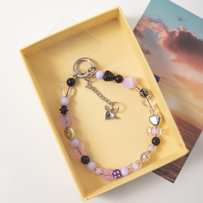 Pink Bow Dopamine Phone Lanyard: Anti-Lost Electroplated Chain Wrist Strap