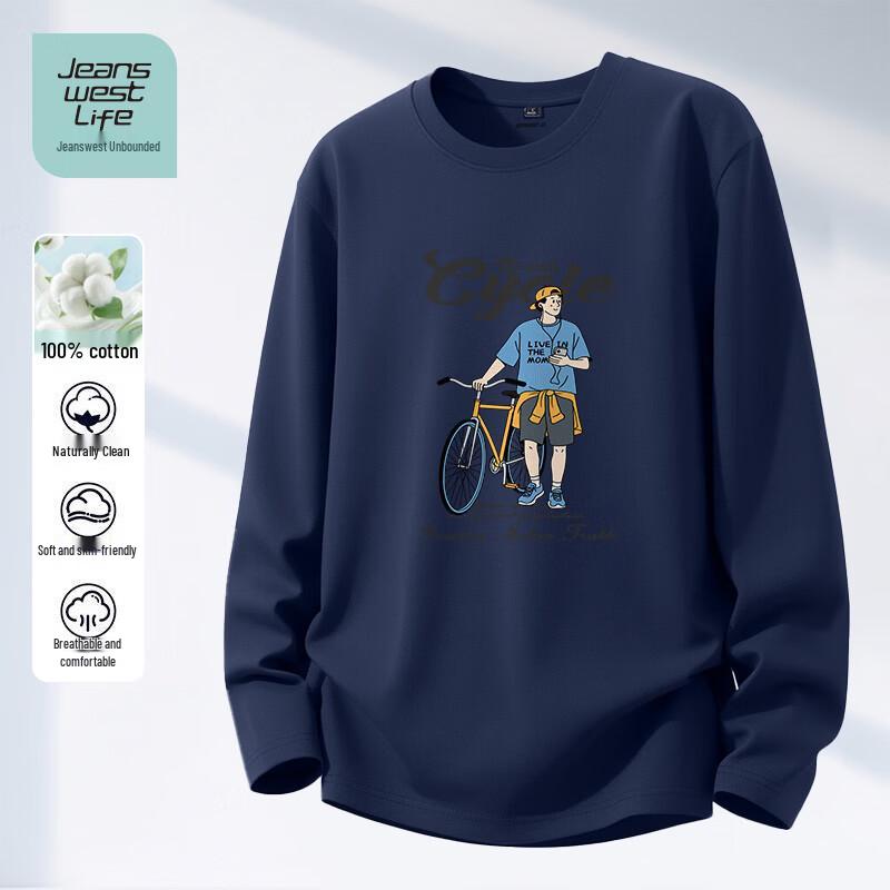 Мужская футболка с длинным рукавом и принтом Jeanswest Life, тяжелый хлопок