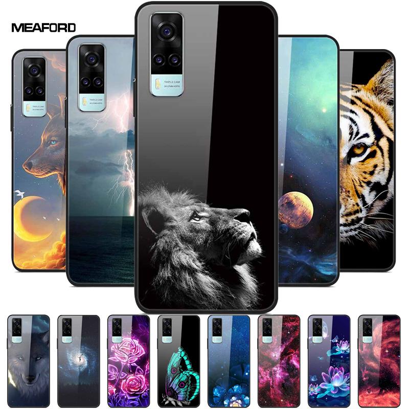 For vivo Y53S 4G Case Y31 2021 Tempered Glass Hard Back Case for vivo Y31 2021 Phone Cover Cat Bumper Fundas Capa For vivoY53 5G