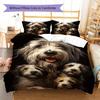 Cute Three Dogs Pattern Bedding Quilt Set Quilt Cover Pillowcase Home Decoration Gift (1 * duvet cover + 2 * pillowcase, without core)