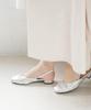 Slingback pumps with elastic heel for size [Sest] women, 24.0cm, silver, dnp4001-SIL-240
