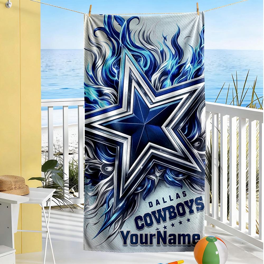 Dallas Customize Text Beach Towel Super Soft & Absorbent Ideal for Travel Outdoor Swim Pool Yoga Surf Camping Hiking Gym Gift Holiday