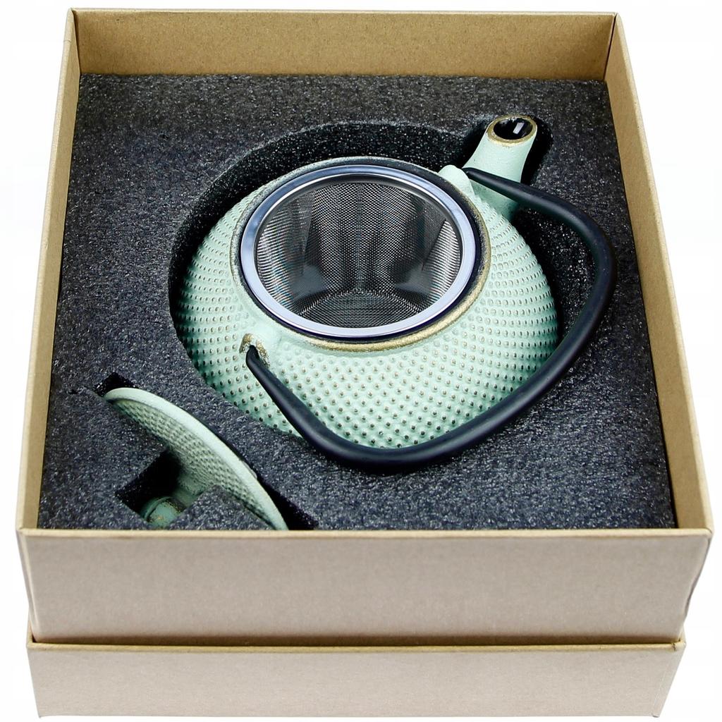 Kettle 0.8L Cast Iron Teapot Infuser Tea Strainer Set + Warmer