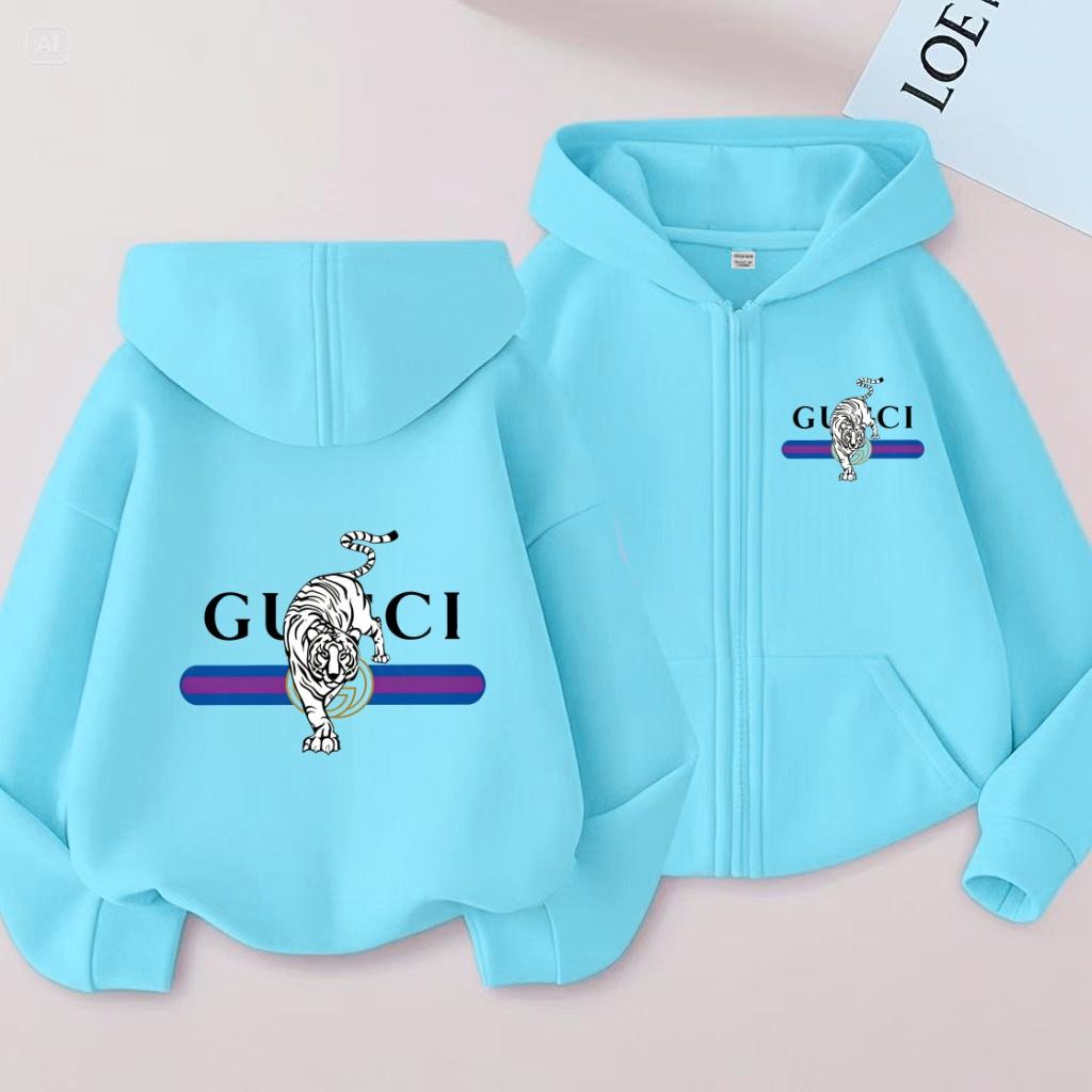 Kids Long Sleeves Cardigan Sweatshirt Girl Boy 3-12Years Hoodie Zipper Style Cute Tiger Sports Casual Fashion Loose Coat Clothes