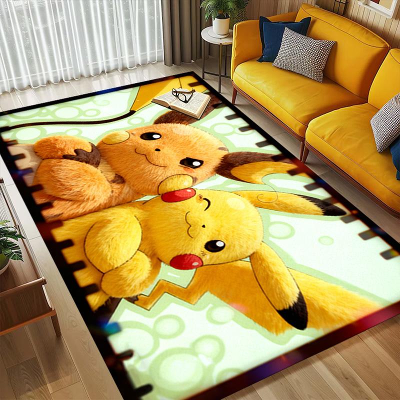 Pikachu Friendship Living Room Nonslip Area Rug Soft Carpet For Bedroom Game Playroom Sofa Office Home Decor Doormat Christmas Gift C929512