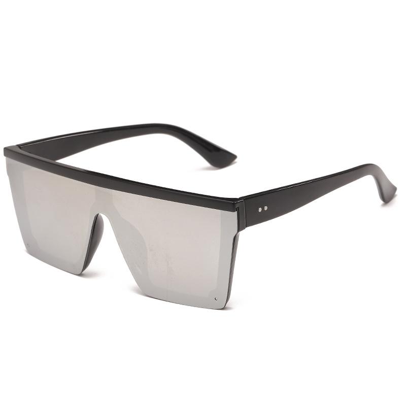 Модные унисекс UV400 большие цельные солнцезащитные очки с плоским верхом в ретро-стиле квадратные женские винтажные зеркальные очки