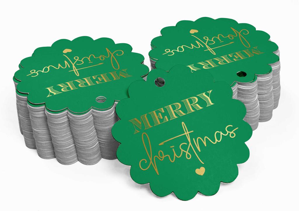 Inkdotpot Real Gold Foil Merry Christmas Tags Favor Hang Paper Tags 100