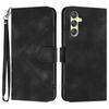 For Samsung Galaxy A24 4G (162.1 X 77.6 X 8.3mm) Wallet Case Line Imprinted PU Leather Phone Cover with Strap