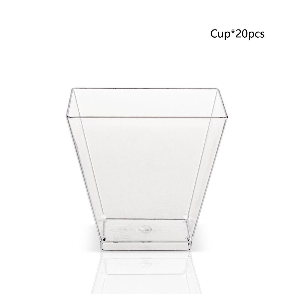 20 шт. Квадратные стаканчики с широким горлышком, одноразовые пластиковые стаканчики для мусса, ступенчатые стаканчики для закусок, десертные стаканчики, пудинг
