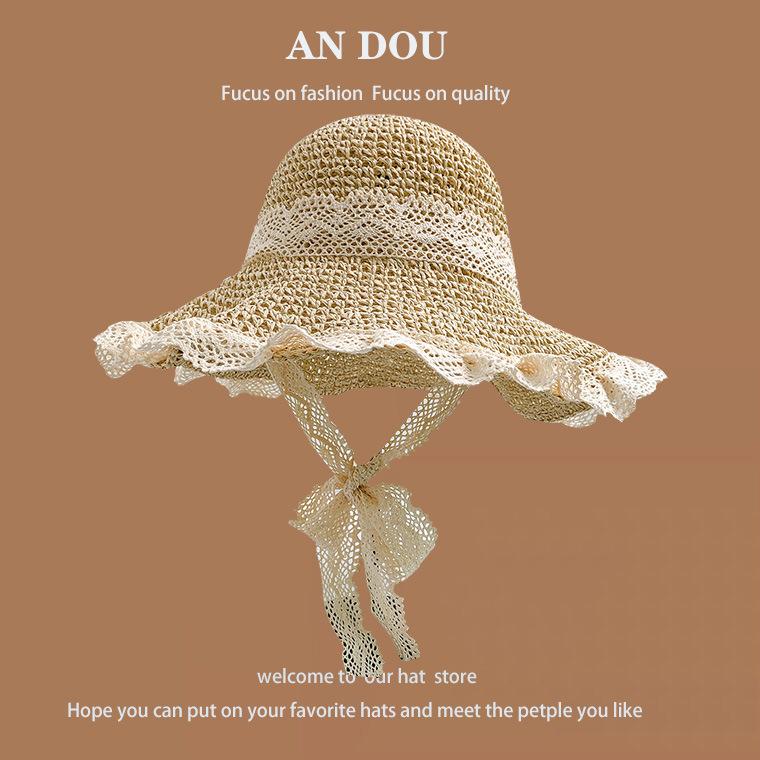 Весенне-летняя милая соломенная шляпа с диким плетением, женская солнцезащитная шляпа для моря, солнцезащитный крем для рыбалки, шляпа с большими полями, показывающая лицо, маленькая шляпа-горшок, прилив