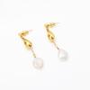 New Chinese geometric pearl stud earrings for women's light luxury high-end copper earrings for family and friends