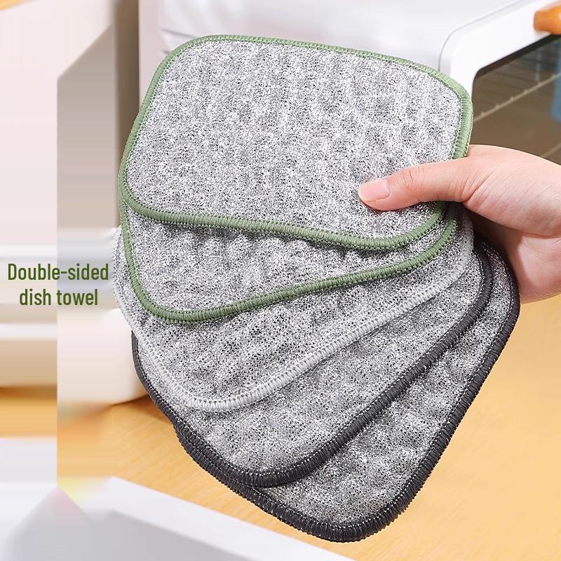 New Arrival: Steel Wire Kitchen Dishcloths - Double Layer, Thickened, Cotton Yarn, Ideal for Dishwashing.