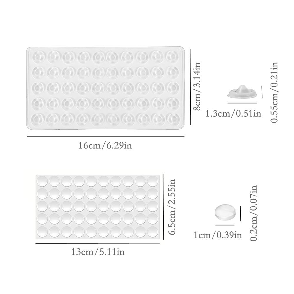 50Pcs/Sheet Rubber Silicone Anti-collision Particle Self Adhesive Transparent Furnitures Bumper Pad Door Cabinet Toilet Drawer