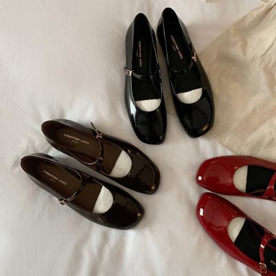 [Шей Су Иинь] Осторожно~ Корейские нишевые туфли Мэри Джейн с французской пряжкой и толстым каблуком, женские туфли