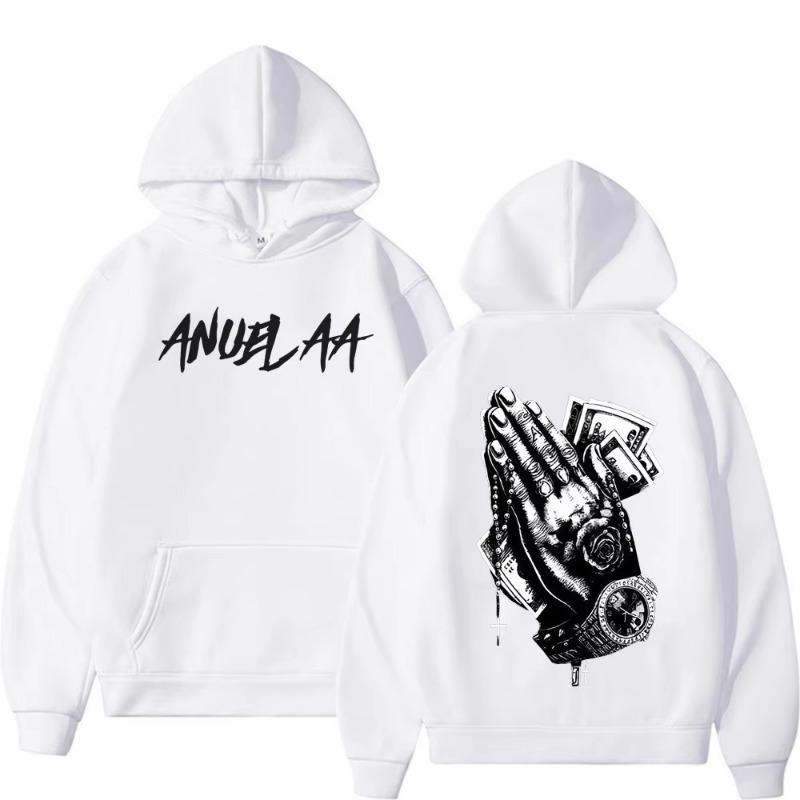 Anuel AA Real Hasta La Muerte Merch Hoodie Men's High Street Fashion Vintage Hoodies Unisex Comfort Long Sleeve Loose Sweatshirt