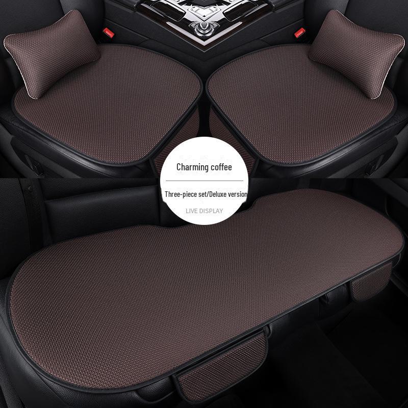 Комплект подушек для автомобильного сиденья из дышащего ледяного шелка для любого сезона, цельная конструкция с функциями вентиляции и комфорта.